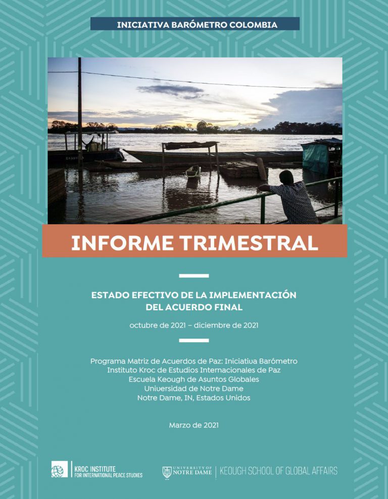 Kroc Institute for International Peace Studies – informe octubre-diciembre 2021 