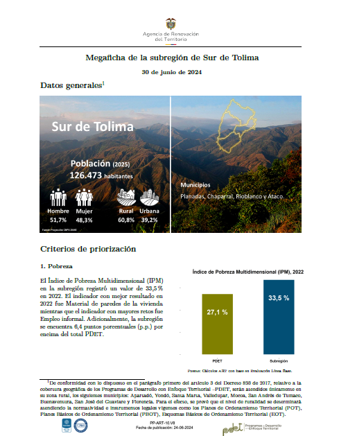 Sur de Tolima – Informe de Implementación 2023