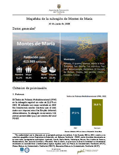 Montes de María – Informe de Implementación 2025