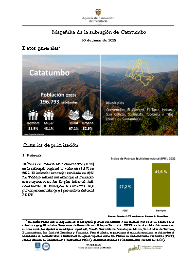 Catatumbo – Informe de Implementación 2025