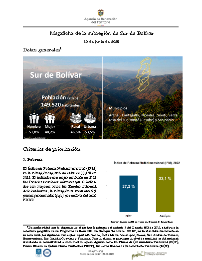 Sur de Bolívar – Informe de Implementación 2025