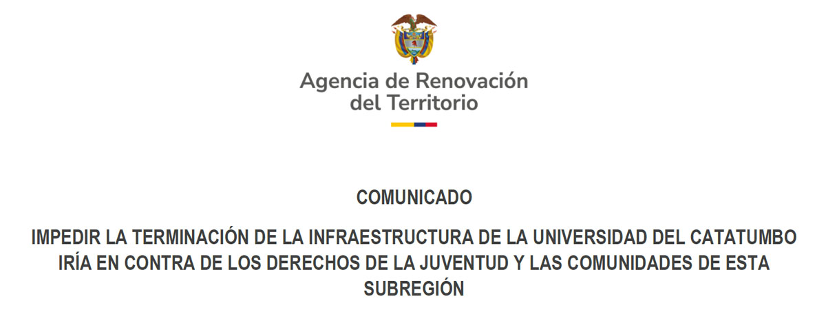 Aviso Universidad del Catatumbo