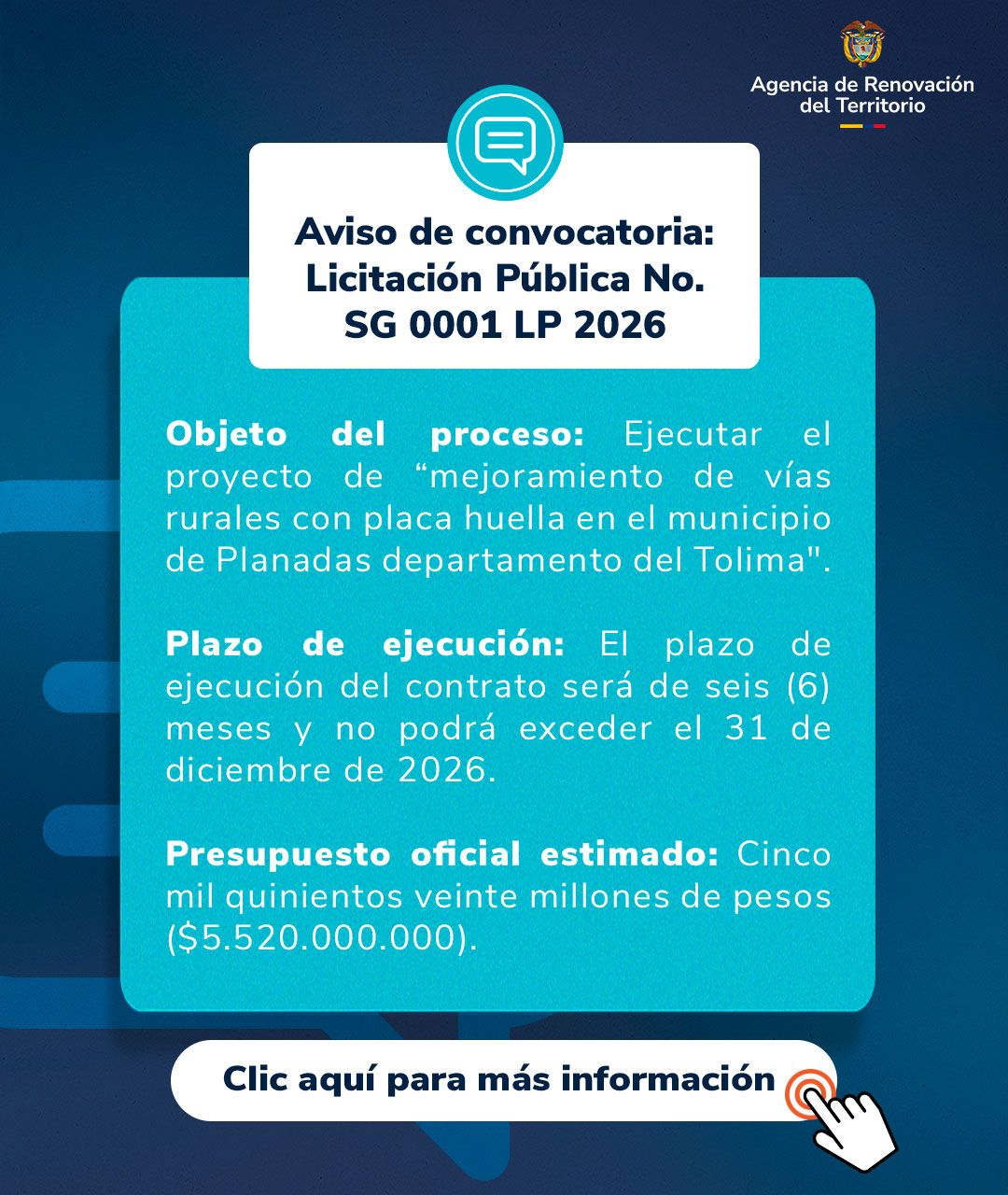 Convocatoria Licitación Pública SG 0001 LP 2026