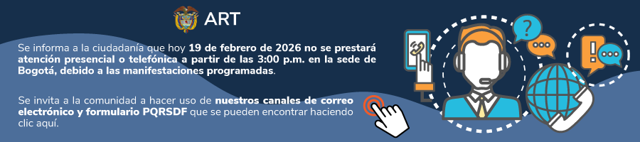 Banner que informa la no atención en la sede de Bogotá