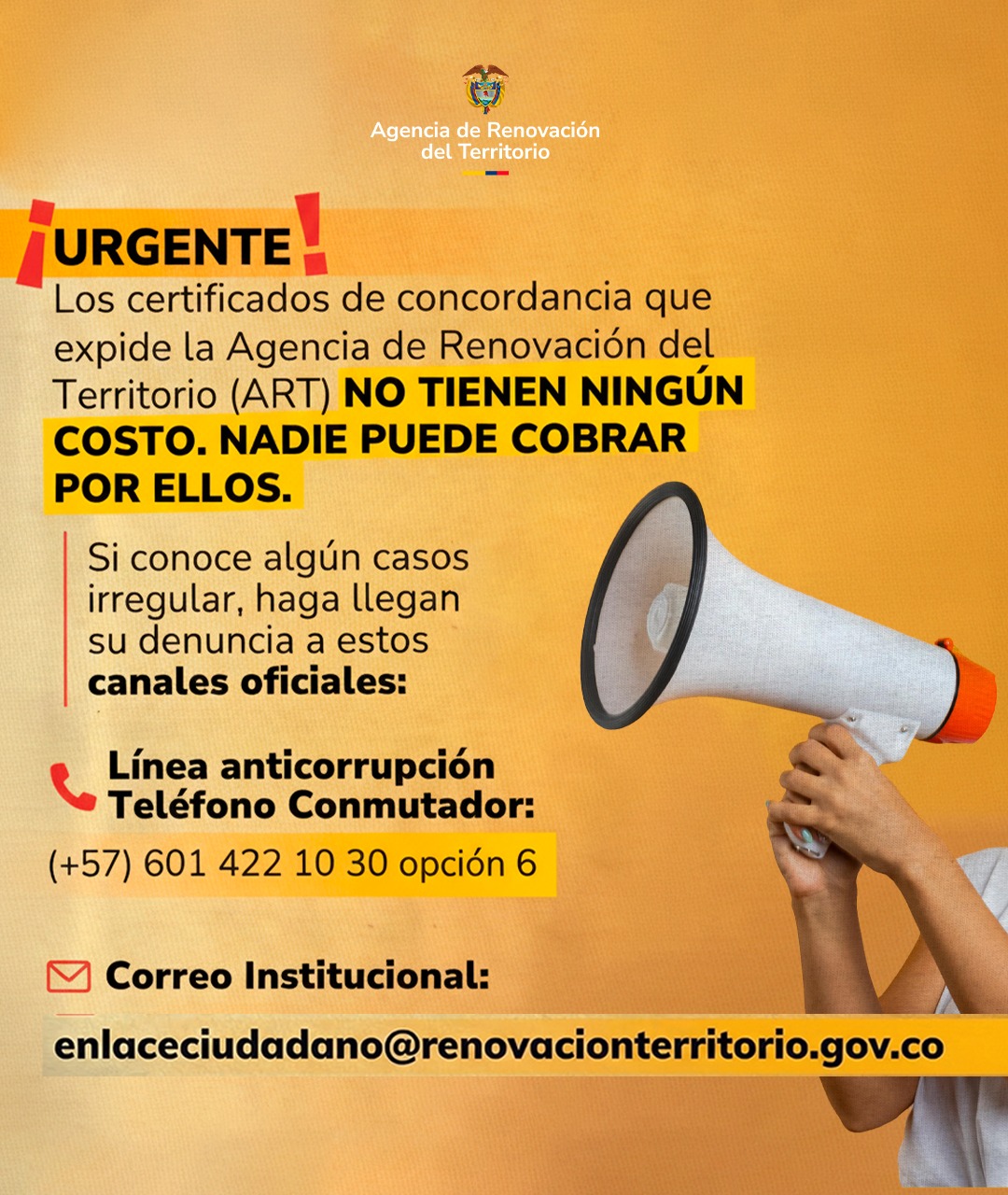 Los certificados de concordancia son gratuitos