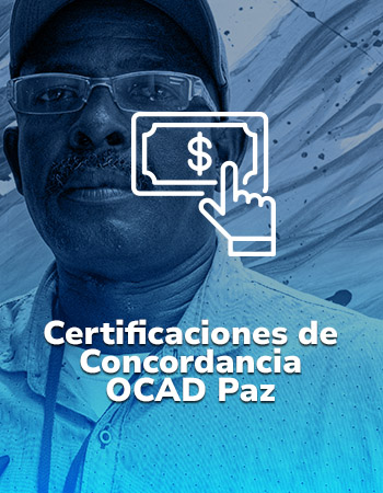 Imagen con filtro azul de hombre afro que enlaza a la sección de Certificaciones de Concordancia OCAD Paz