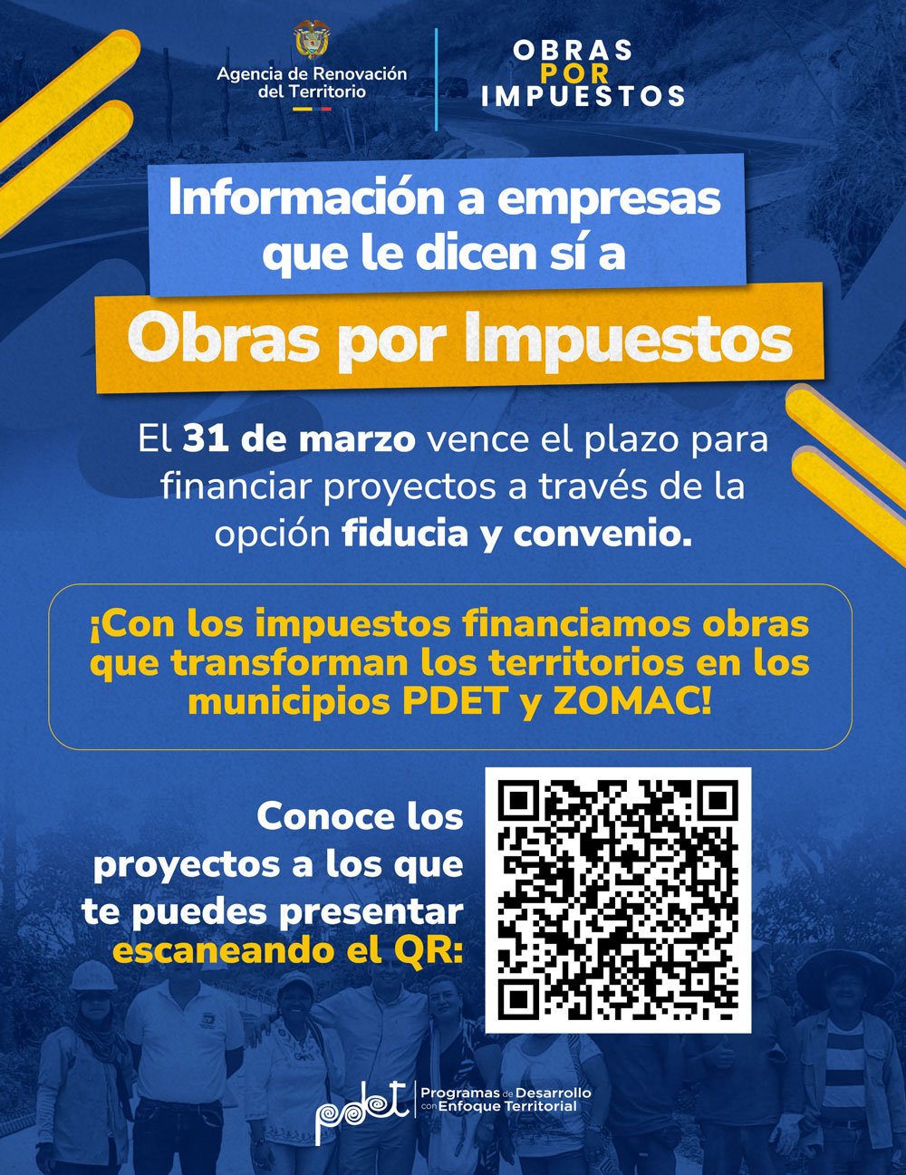 Banner con texto: El 31 de marzo vence el plazo para financiar proyectos de obras por impuestos