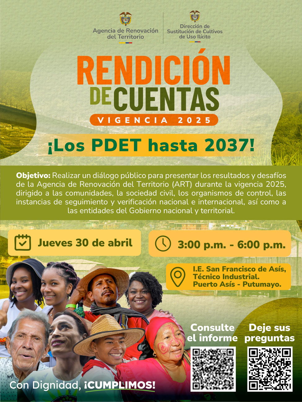 Rendición de cuentas 2025 - Jueves 30 de abril - Puerto Asís, Putumayo