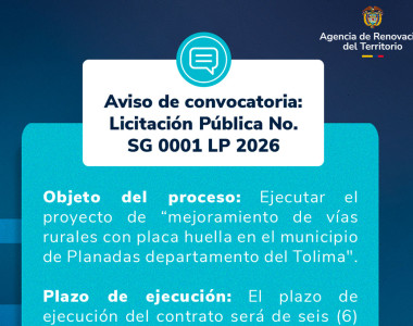 Aviso de Licitación Pública No. SG 0001 LP 2026.