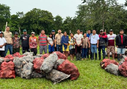 Comunidades indígenas y afrodescendientes de Arauca recibidiendo ayudas agroforestales.