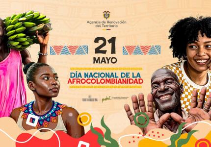 Mujeres y hombres afro en diseño de conmemoración del día de la afrocolombianidad