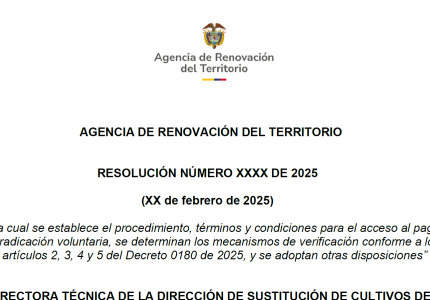Proyecto de resolución que establece los criterios de acceso y los requisitos para el pago por erradicación voluntaria