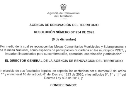 Captura de pantalla de la Resolución 1204 de 2025