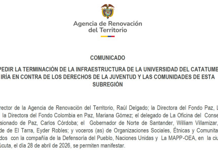 Aviso Universidad del Catatumbo