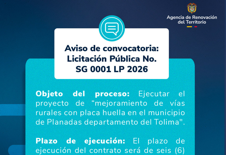 Aviso de Licitación Pública No. SG 0001 LP 2026.
