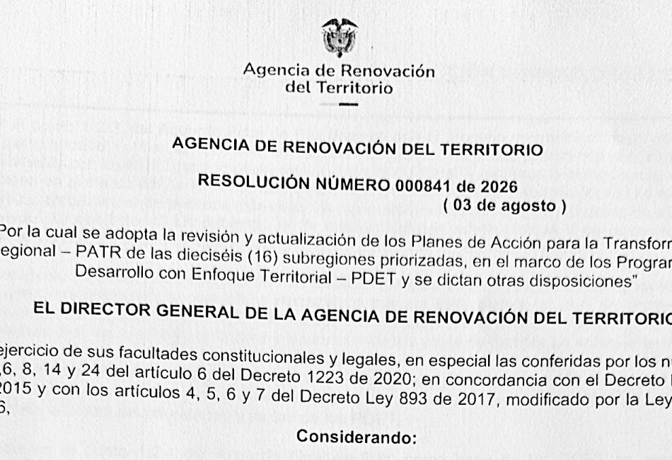 Captura de pantalla resolución 841 de 2026