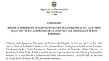 Aviso Universidad del Catatumbo