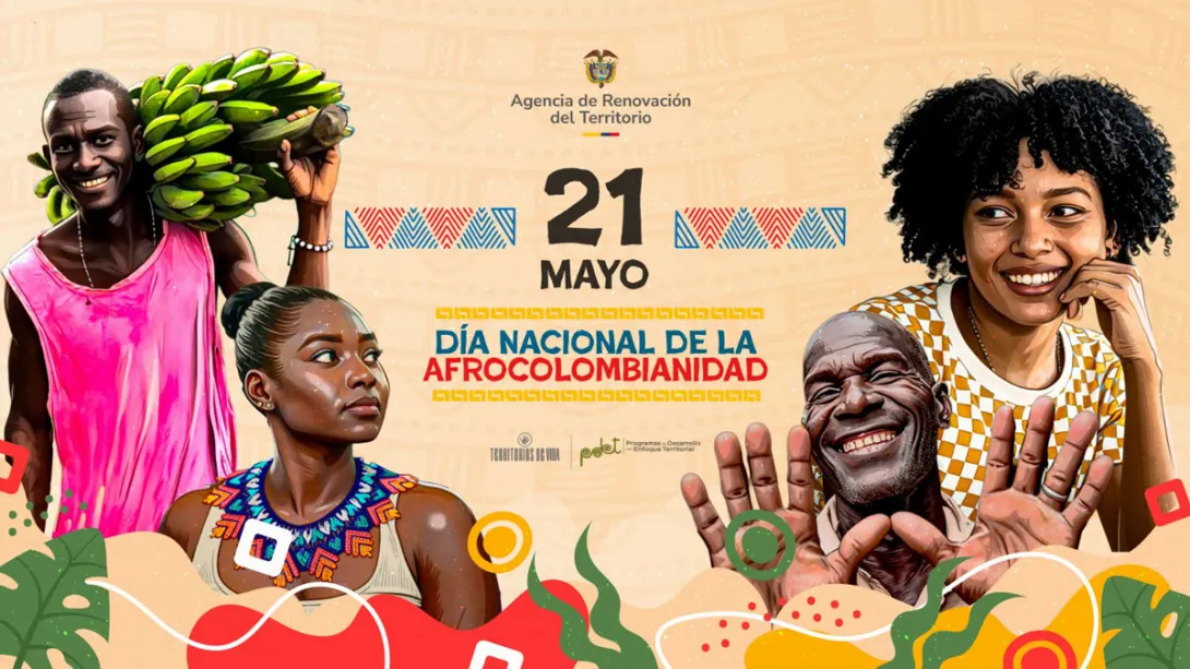Mujeres y hombres afro en diseño de conmemoración del día de la afrocolombianidad