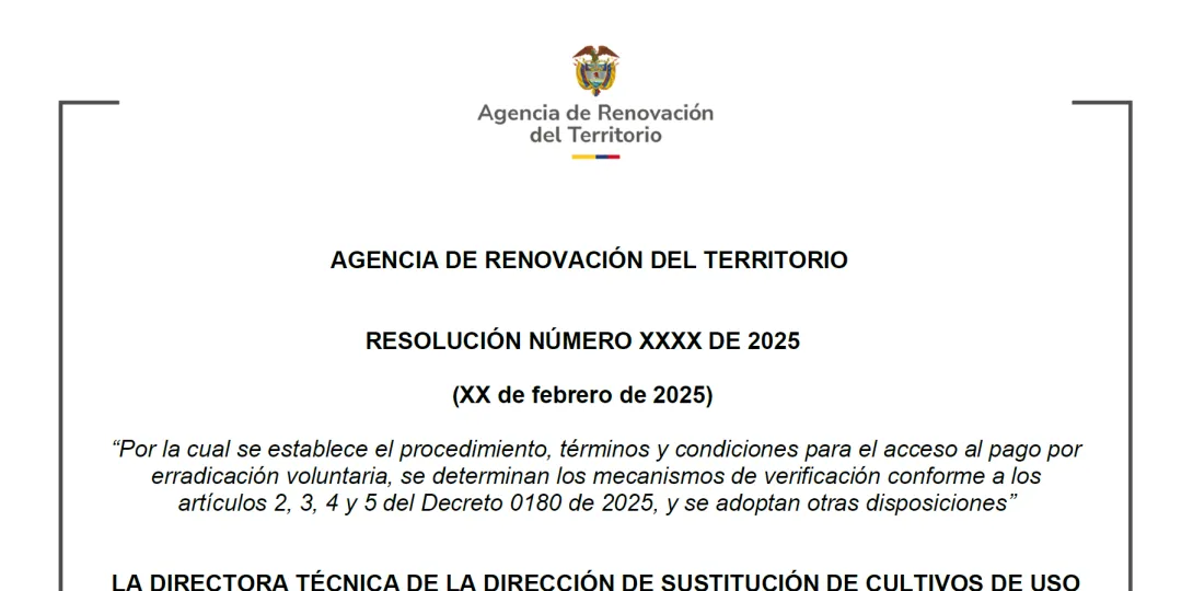 Proyecto de resolución que establece los criterios de acceso y los requisitos para el pago por erradicación voluntaria